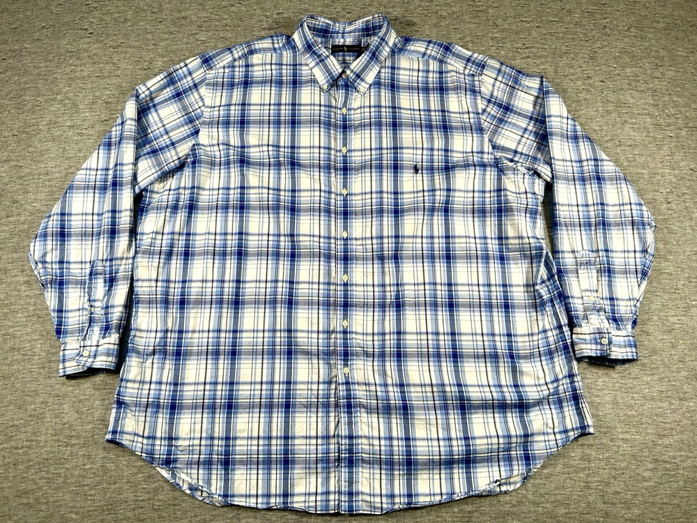 Ralph Lauren Shirt Mens 4XLT Plaid Cotton Classic Casual Preppy Button-Up